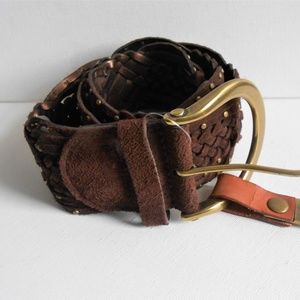 Braided Nailhead Suede Belt